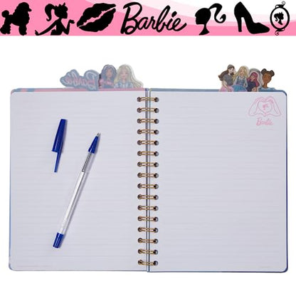 Barbie Tab Journal Notebook, Spiral Bound, 96 Lined Pages, 8 x 7 inches, Purple - style: Barbie
