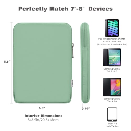 MoKo 7-8 Inch Tablet Sleeve Bag, Polyester Pouch Cover Case Slim Design | Fits iPad Mini (A17 Pro) 8.3" 2024, iPad Mini 6/5/4/3/2/1, Samsung Galaxy Tab S2 8.0, Tab A 8.0, ZenPad Z8s 7.9, Dark Green - color: Dark Green, size: 7-8 inch