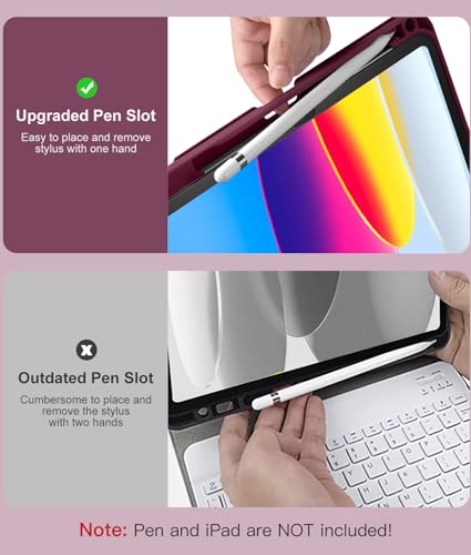 Hamile for iPad 11th 10th Generation Case with Keyboard - 7 Colors Backlit Wireless Detachable Folio Keyboard Cover with Pencil Holder for iPad A16 11-inch 2025 10th Gen 10.9 Inch 2022 (Dark Cherry) - color: Dark Cherry