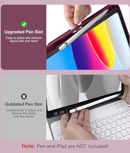 Hamile for iPad 11th 10th Generation Case with Keyboard - 7 Colors Backlit Wireless Detachable Folio Keyboard Cover with Pencil Holder for iPad A16 11-inch 2025 10th Gen 10.9 Inch 2022 (Dark Cherry) - color: Dark Cherry