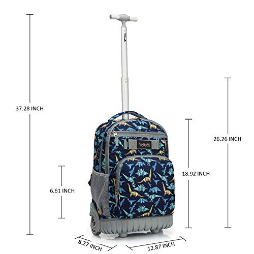 Tilami Rolling Backpack 19 inch with Lunch Bag Wheeled Laptop Backpack, Dinosaur - color: Dinosaur