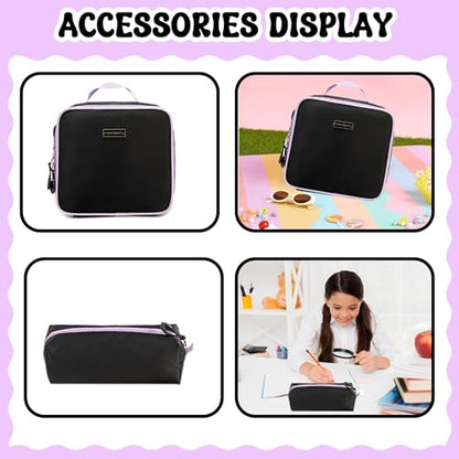 Meetbelify Rolling Backpack for Girls Boys Backpacks with Wheels Kids Carry on Luggage for Girls Boys - color: Girl Black Purple
