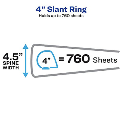 Avery Heavy Duty View 3 Ring Binder, 4" One Touch Slant Ring, Holds 8.5" x 11" Paper, 2 White Binders (79875) - size: 4"