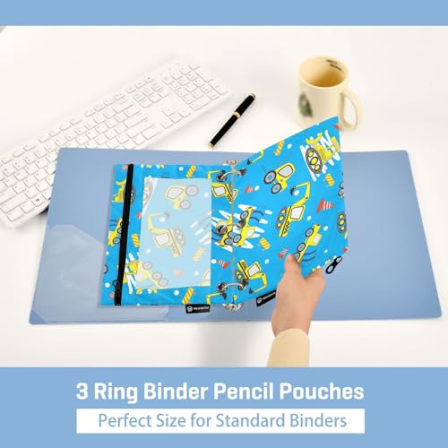 ZAZYXTJ Personalized Truck Car Binder Pencil Pouchs 3 Ring | with Zipper Clear Window Office Organizers bag for School Students Teacher Supplies 2 Pack - color: Car