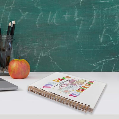 VNWEK Boho Trendy Teacher Spiral Notebook Journal 5.5 x 8.3 Inch, Teachers Appreciation Gifts for Women, 100 Days of Doing Teacher Stuff Colorful Lined Hardcover Spiral Notebook - color: jsj-notebook-8