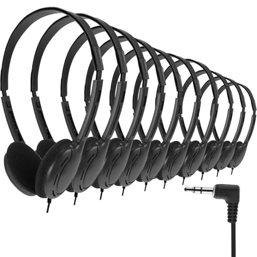 Yunsailing 30 Pack Bulk Over Ear Headphones Set On Ear Headsets Earphones with Adjustable Headband and 3.5mm Plug for Group Learning, Computer Lab, Library, Online Lesson (Black) - color: Black
