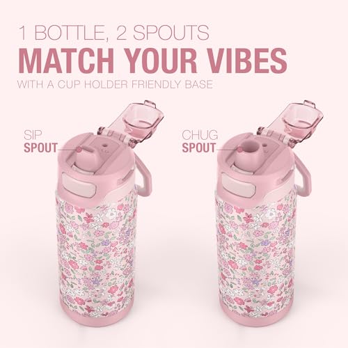 ZULU Powerfill Pro 18oz Kids Stainless Steel Water Bottle with Quick Fill Lid, Triple Wall Vacuum Insulated, Leak Proof Locking Lid, Sip & Chug, Reusable, BPA Free, Dishwasher Safe, Flower Crown - color: Flower Crown