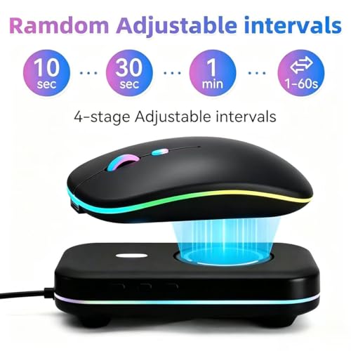 Ultra Slim Silent Mouse Mover Jiggler, USB-C Plug & Play, 100% Undetectable with Custom Timer & RGB LED Light, Realistic Movement Prevents Screen Lock, Ideal for WFH, Office, Home and Travel(Black3) - color: Black3