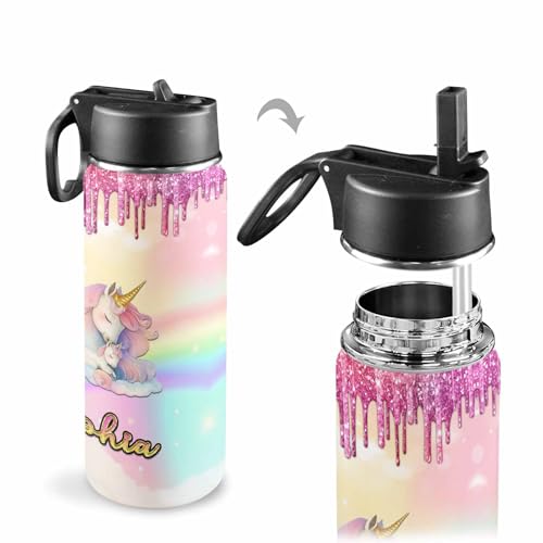 Personalized Water Bottles with Straw Lid, Daughter Granddaughter Niece Friends Waterbottle with Monogrammed, Insulated Stainless Steel Travel Sport Mug Birthday Christmas - color: Color 14