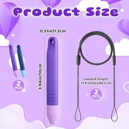 2Pcs Kid Stylus Pens, Kid-Friendly Stylus Pen for Touch Screens with Tether Compatible with Tablets and All Touch Screen Devices (Blue+Purple)
