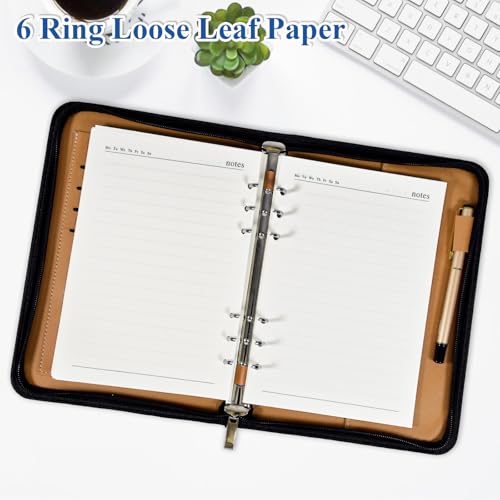 SAYEEC A5 Refill Paper Loose Leaf Lined Paper for A5 Planner Organizer 6 Holes Ring Binder Planner for Journals Notebooks Diaries Inserts, 80 Sheets - color: refillable paper