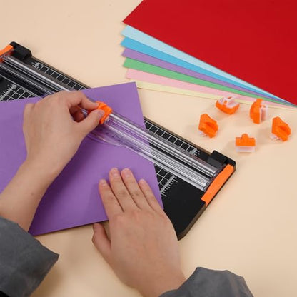 6 Pieces Paper Cutter Replacement Blade Paper Trimmer Replacement Blade Refill with Automatic Security Safeguard- A4 Paper Cutter Blade Refill - color: Paper Trimmer Blade Orange