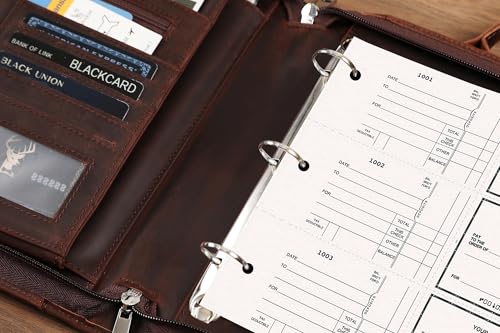 Personalized 3 Ring Check Binder, Business Checkbook Holder Zippered, Engraved for 3 on a Page Checks, Fits 3 & 9 Holes, Dark Khaki - Custom - color: Dark Khaki, size: Custom