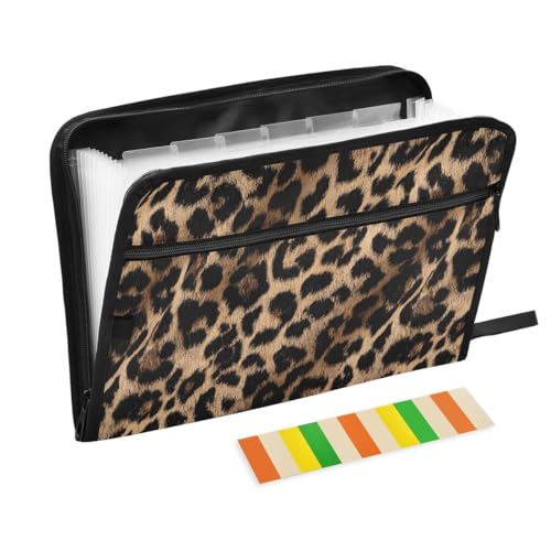 ALAZA Leopard Print Cheetah Pattern Expandable Filing Folder Storage Organiser Box Files, 13 Pockets Zip Filing Folders for Home or Office Documents - color: Multicolored11