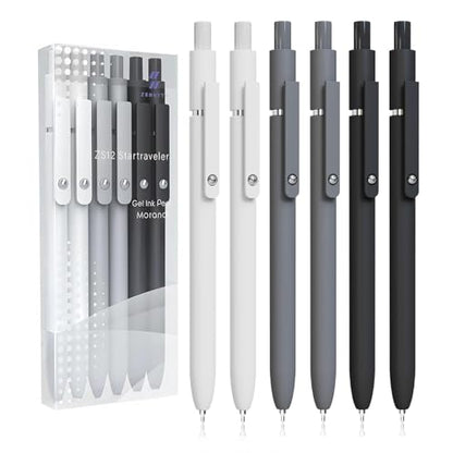 ITAWIXS 6Pcs Cute Gel Pens, 0.5mm Fine Point Smooth Writing Pens, Aesthetic Pens for Journaling Note Taking, Office School Supplies, Gifts for Women - color: Black