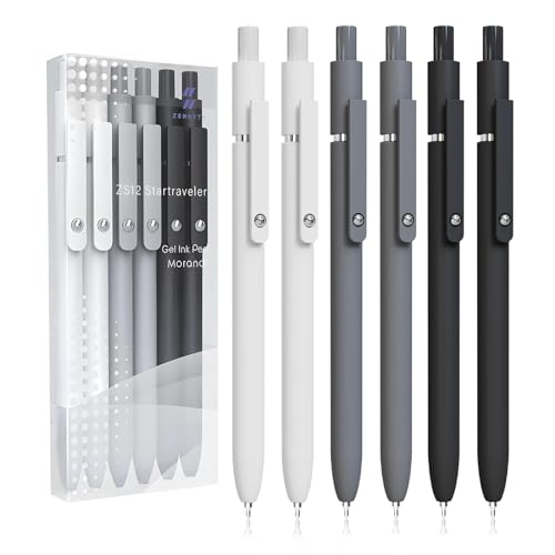 ITAWIXS 6Pcs Cute Gel Pens, 0.5mm Fine Point Smooth Writing Pens, Aesthetic Pens for Journaling Note Taking, Office School Supplies, Gifts for Women - color: Black