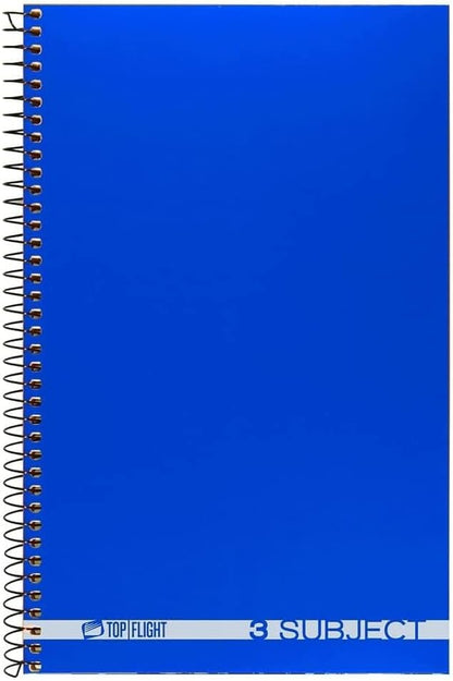 Top Flight Boss Poly Cover 3-Subject Wirebound Notebook, 108 Sheets, College Rule, 9.5 x 6 Inches, 1 Notebook, Cover Color May Vary (43002) (Pack of 12) - size: (Pack of 12)