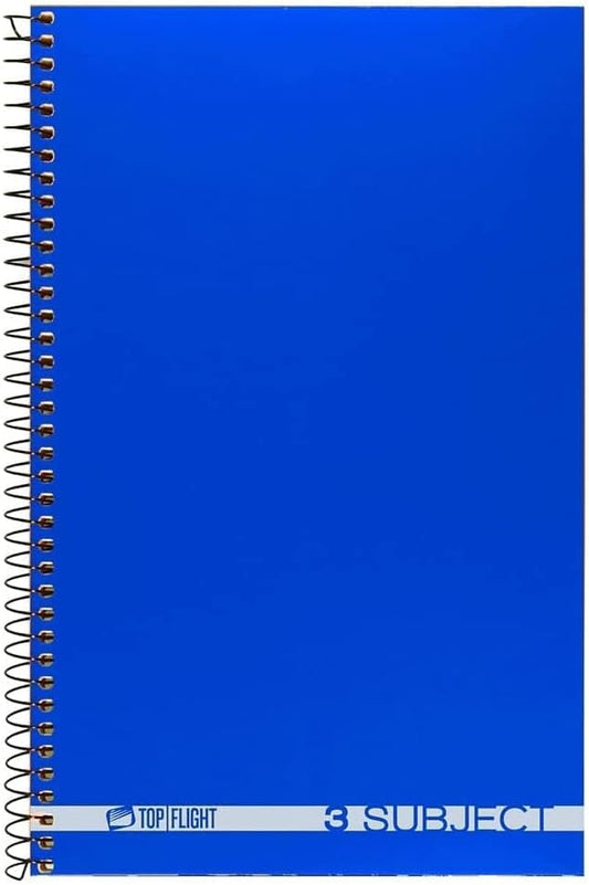 Top Flight Boss Poly Cover 3-Subject Wirebound Notebook, 108 Sheets, College Rule, 9.5 x 6 Inches, 1 Notebook, Cover Color May Vary (43002) (Pack of 12) - size: (Pack of 12)