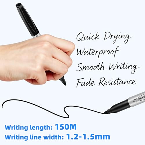 Permanent markers, 120 packs permanent markers bulk, quick drying in one second, waterproof, smooth, not easy to erase, durable, can be marked on glass, tiles and cloth, office supplies,Gray shell - size: 1 Count (Pack of 120)