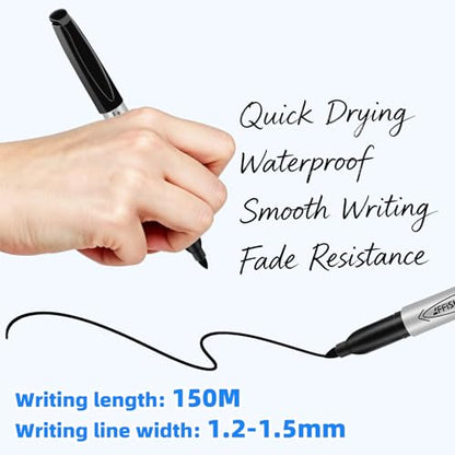Permanent markers, 120 packs permanent markers bulk, quick drying in one second, waterproof, smooth, not easy to erase, durable, can be marked on glass, tiles and cloth, office supplies,Gray shell - size: 1 Count (Pack of 120)