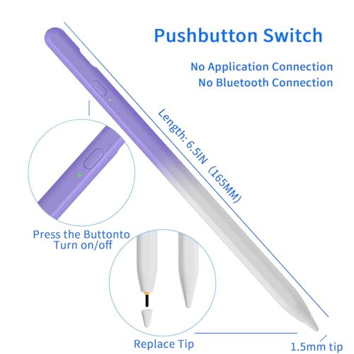 Stylus Pens for Touch Screens, Universal Fine Point iPad Pencil with Magnetic Adsorption Compatible with iPhone/iPad/Samsung/Android/Tablet & Other Touch Screens (White Purple) - color: White Purple