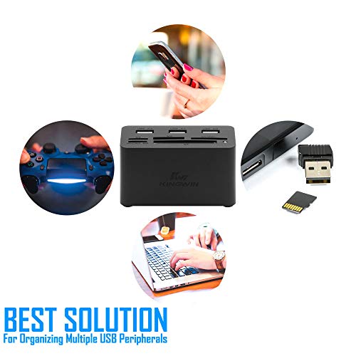 Kingwin USB HUB Adapter w/ Memory Card Reader Writer & USB 3.0 HUB Combo - Supports High Speed SD MS Micro M2 CF Card Reader For Macbook, Laptop, Desktop - Includes USB Cable 5 Gbps Speed, Black - style: USB 3.0