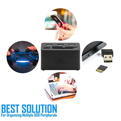 Kingwin USB HUB Adapter w/ Memory Card Reader Writer & USB 3.0 HUB Combo - Supports High Speed SD MS Micro M2 CF Card Reader For Macbook, Laptop, Desktop - Includes USB Cable 5 Gbps Speed, Black - style: USB 3.0
