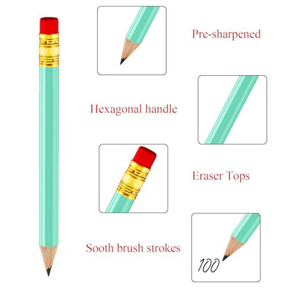 Outus 72 Pieces Golf Pencils Half Pencils with Eraser Mini Bulk Short #2 HB Pre Sharpened for Bridal Shower Wedding Office(Sage Green) - color: Sage Green