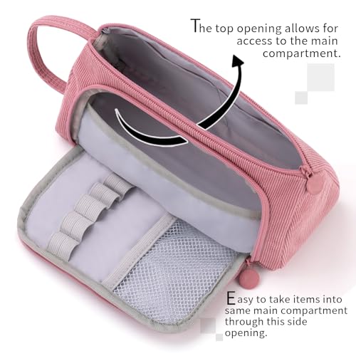 EASTHILL Big Capacity Pencil Case Pouch Pen Case Simple Stationery Bag School College Office Organizer for Teens Girls Adults Student - color: Pink