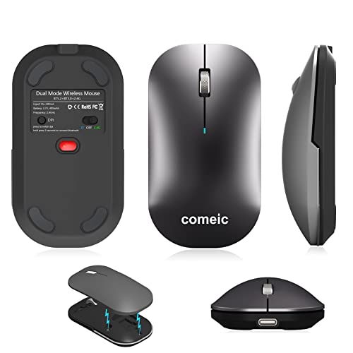 Bluetooth Wireless Mouse for MacBook/Windows/Android Tablet/iPad/Mac/Laptop/PC/Computer,Rechargeable Dual Mode(BT5.2 & 3.0 & 2.4G USB) Silent Mouse for Desktop/Notebook/Computer