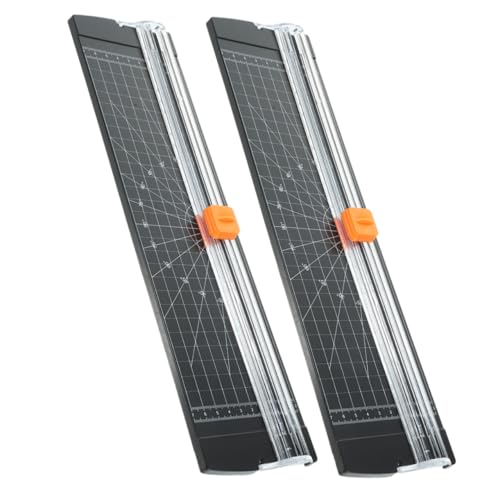 STOBAZA 2pcs Compact Paper Trimmer with Precision Cutting Blade Portable Foldable Mini Paper Cutter for Crafting Scrapbooking Office and Student Use Lightweight and Space-Saving Style