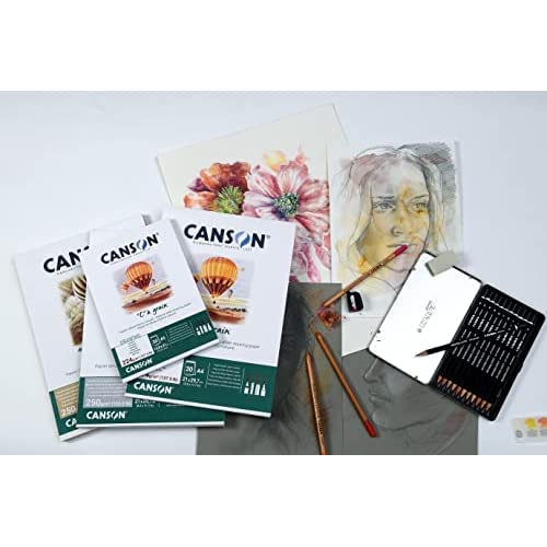Canson "C à Grain A3 180g White Drawing & Sketching Paper Pad, 30 Sheets, Fine Grain Texture, Glued on Short Side, Ideal for Professional Artists - size: A3, style: 180gsm