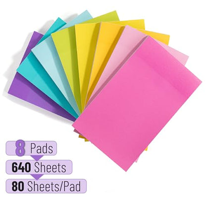 Mr. Pen- Sticky Notes, 3”x5”, 8 Pads, 640 Sheets, Summer Colors | Sticky Notes Bulk, Self-Stick Note Pads, Perfect for Office, School, Home, Study & Organization