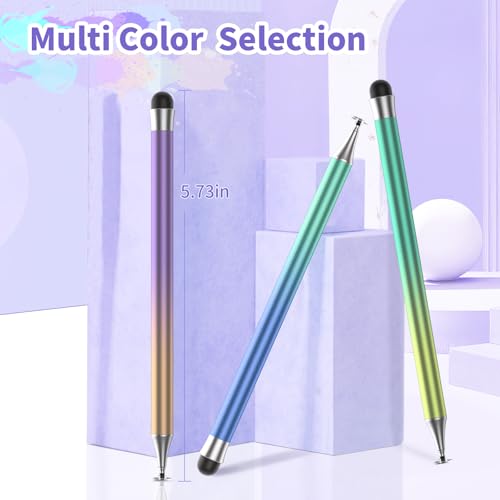 Stylus Pens for Touch Screens, Round Disk Tip Stylus Pen for iPad Compatible with/Tablet/Android/iPad/iPhone/iOS and All Capacitive Touch Screens (Corlorful-3pcs)