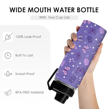 Butterfly Water Bottle 18oz Stainless Steel Insulated Tumbler Coffee Travel Mug Cup Keeps Drinks Cold & Hot, Gifts for Butterfly Women Birthday - color: Butterfly