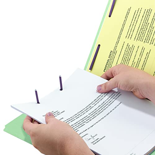 Smead End Tab Pressboard Fastener File Folder with SafeSHIELD, 2, 25 Mm Expansion, Letter Size, Gray, Green, 25 Count, 34705 - size: 1" Expansion