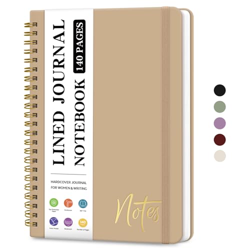 ZOTIA Lined Spiral Journal Notebook for Women, A5 College Ruled Journals for Writing, Hardcover Notebooks for Work, Note taking and Office School Supplies,140 Pages - Oat Brown - color: R-Oat Brown