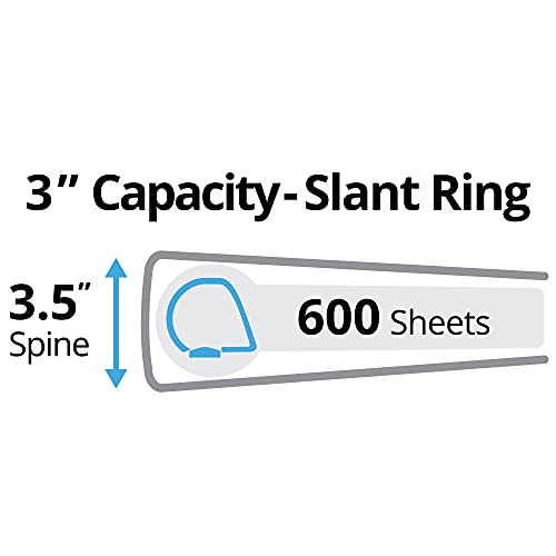 Avery Durable View 3 Ring Binder, 3 Inch Slant Rings, 4 Black Binders (17050) - size: 3"