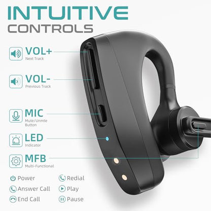 Herloreen Bluetooth Headset with Mic for Work, Wireless Earpiece with USB Dongle for PC Laptop, 48H Talk Time, Noise Canceling Mic, Charging Case, for Remote Work, Call Center, Trucker, Business - style: Headset + Charge Case + USB Dongle-HLK30