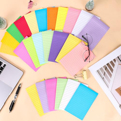 18 Pads Lined Sticky Notes, 18 Colors 4in x 6in Self Stick Note Pads, Strong Adhesive Sticky Note with Lines, Large Sticky Notes for School, Home, Office, 24 Sheets/Pad - color: 4in X 6in-18 Pads
