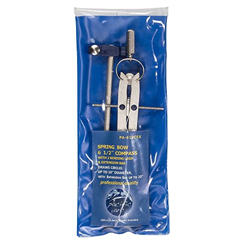 Pacific Arc Spring Bow Compass with Extension bar, Universal Adaptor, 6 inch Break Leg, and Replacement Lead. - style: Extension Bar