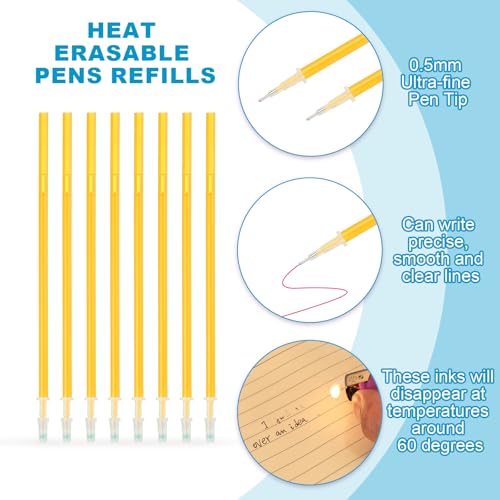PATIKIL 48 Pcs Erasable Gel Pens Refills, 0.5mm Heat Erasable Pens Refills for Fabric Disappearing Ink Fabric Marking Pen for Sewing Quilting Writing, Gold Ink - color: Gold