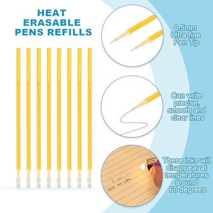 PATIKIL 48 Pcs Erasable Gel Pens Refills, 0.5mm Heat Erasable Pens Refills for Fabric Disappearing Ink Fabric Marking Pen for Sewing Quilting Writing, Gold Ink - color: Gold