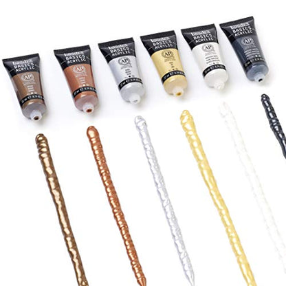 Liquitex BASICS Acrylic Paint Set, 6 x 22ml (0.74-oz) Tube Paint Set, Metallic & Iridescent - style: Metallic 6 x 22ml (0.74oz)