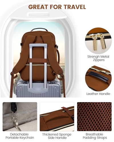 LOVEVOOK 50L Travel Backpack for Women & Men, Airline Approved Carry On Luggage with 3 Packing Cubes, TSA Overnight Bags, Waterproof Personal Item Bag, Weekender Essentials Backpacks fits 17" Laptop - color: Brown-beige-black, size: X-Large