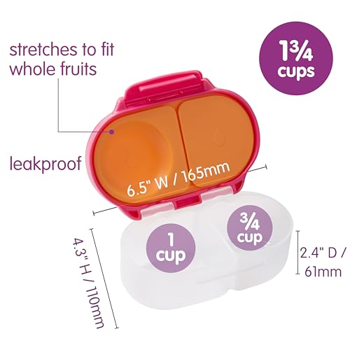 b.box Mini Lunch Box + Snack Containers for Kids 2-Pack - 4.25 + 1.75 Cups, Leakproof Bento Box for Kids, Lunch Containers for School, Dishwasher Safe, BPA Free, PFAS Free, Ages 3+ - Strawberry Shake - color: Strawberry Shake