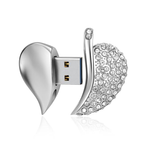 High Speed USB 3.0 Flash Drive,Cute Romantic Heart Shape USB Memory Stick,Thumb Drive for Photos, Music, Files Storage (Silver, 32, GB) - color: Silver
