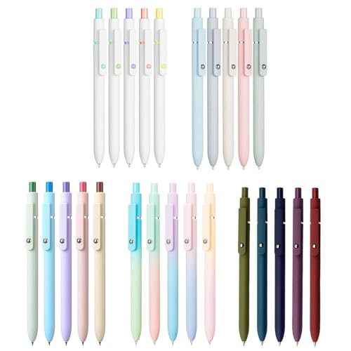5Pcs Retractable Gel Pen Quick Drying Journaling Pen Smooth Writing for Kid Student Adult Writing Journaling - color: color