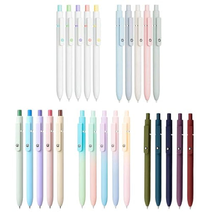 5Pcs Retractable Gel Pen Quick Drying Journaling Pen Smooth Writing for Kid Student Adult Writing Journaling - color: color