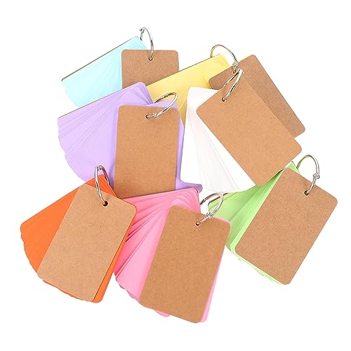 ARTIBETTER 7 Sets DIY Blank Flash Cards with Binder Rings Multi Color Memo Pads for Students Travel Diaries Creative Writing Study and Office Organization